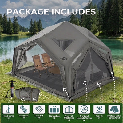 RBM Outdoors Coody | RBM Hub Shelter Inflatable Tent for 2-6 Person (Gray)