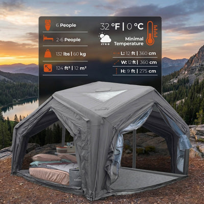 RBM Outdoors Coody | RBM Hub Shelter Inflatable Tent for 2-6 Person (Gray)