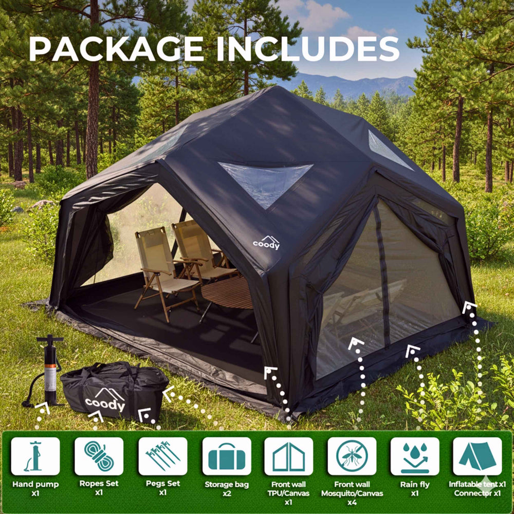 Coody | RBM Hub Shelter Inflatable Tent for 2-6 Person (Black)