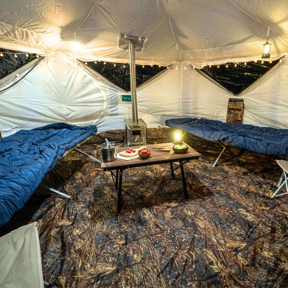 RBM All-Seasons tent Hexagon for 2-9 person + Wood Stove Caminus M