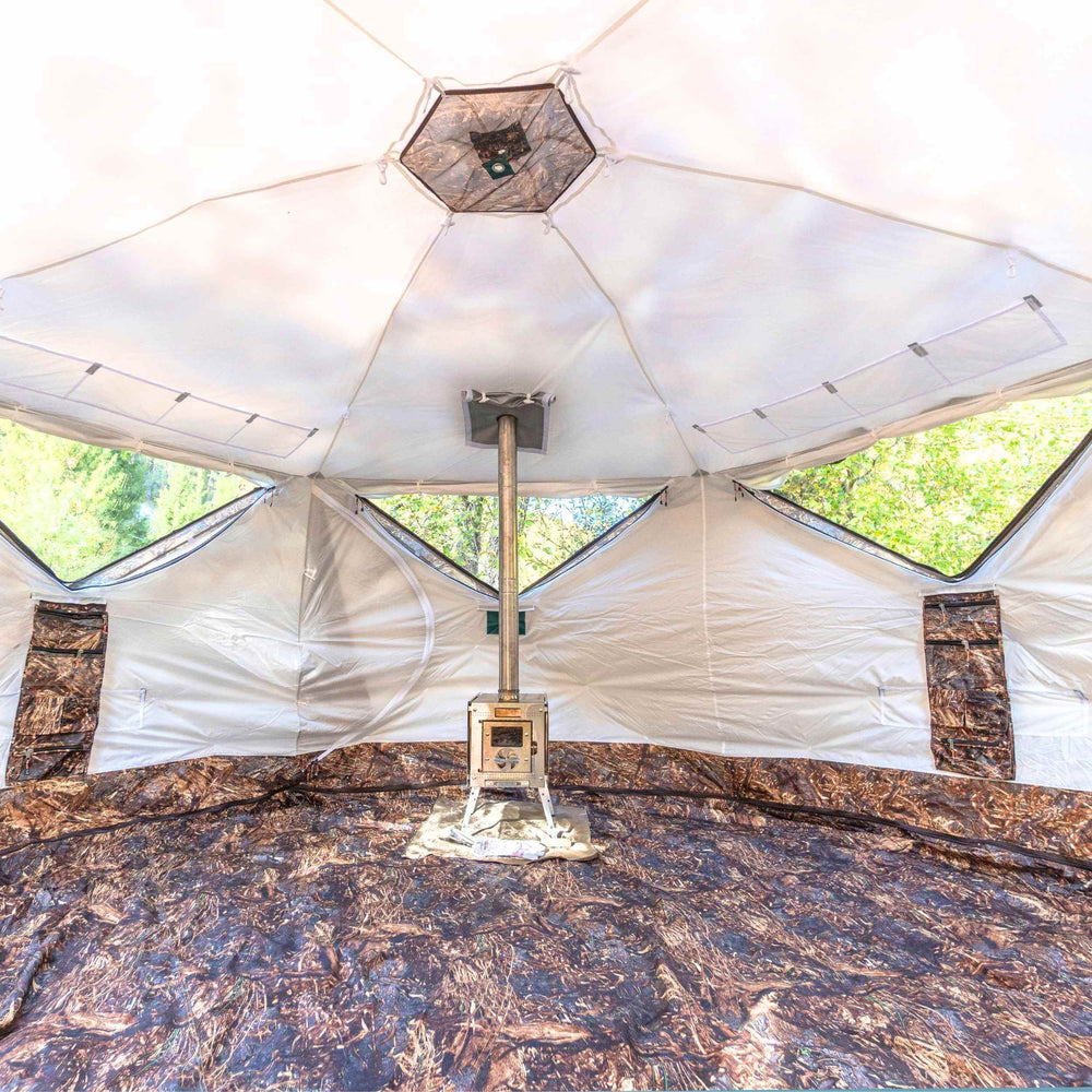 RBM All-Seasons tent Hexagon for 2-9 person + Wood Stove Caminus M
