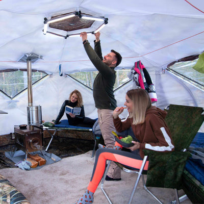 RBM All-Seasons tent Hexagon for 2-9 person + Wood Stove Caminus M
