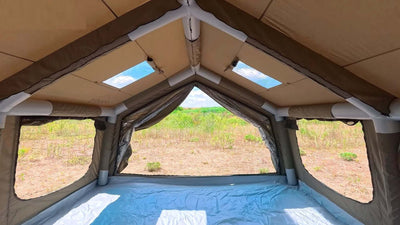 Coody 13.6 | RBM Outdoors (Koala 5) Forest Green + Stove Caminus M - Inflatable Tents with Stove