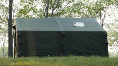 Coody 13.6 | RBM Outdoors (Koala 5) Forest Green + Stove Caminus M - Inflatable Tents with Stove
