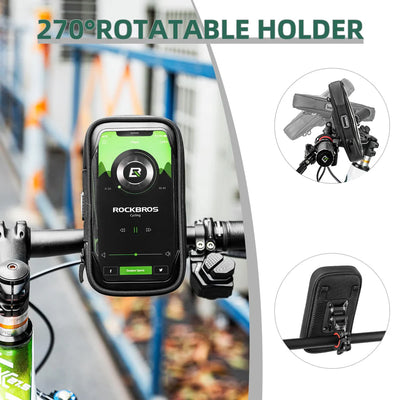 Birch ROCKBROS Bike Phone Mount Bag 270° Rotatable Quick Release Bike Phone Holder Handlebar Bag