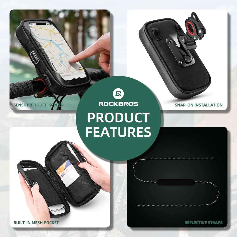 Birch ROCKBROS Bike Phone Mount Bag 270° Rotatable Quick Release Bike Phone Holder Handlebar Bag