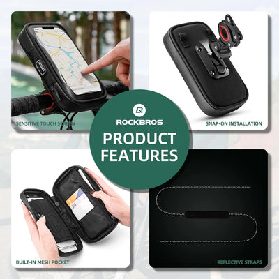Birch ROCKBROS Bike Phone Mount Bag 270° Rotatable Quick Release Bike Phone Holder Handlebar Bag