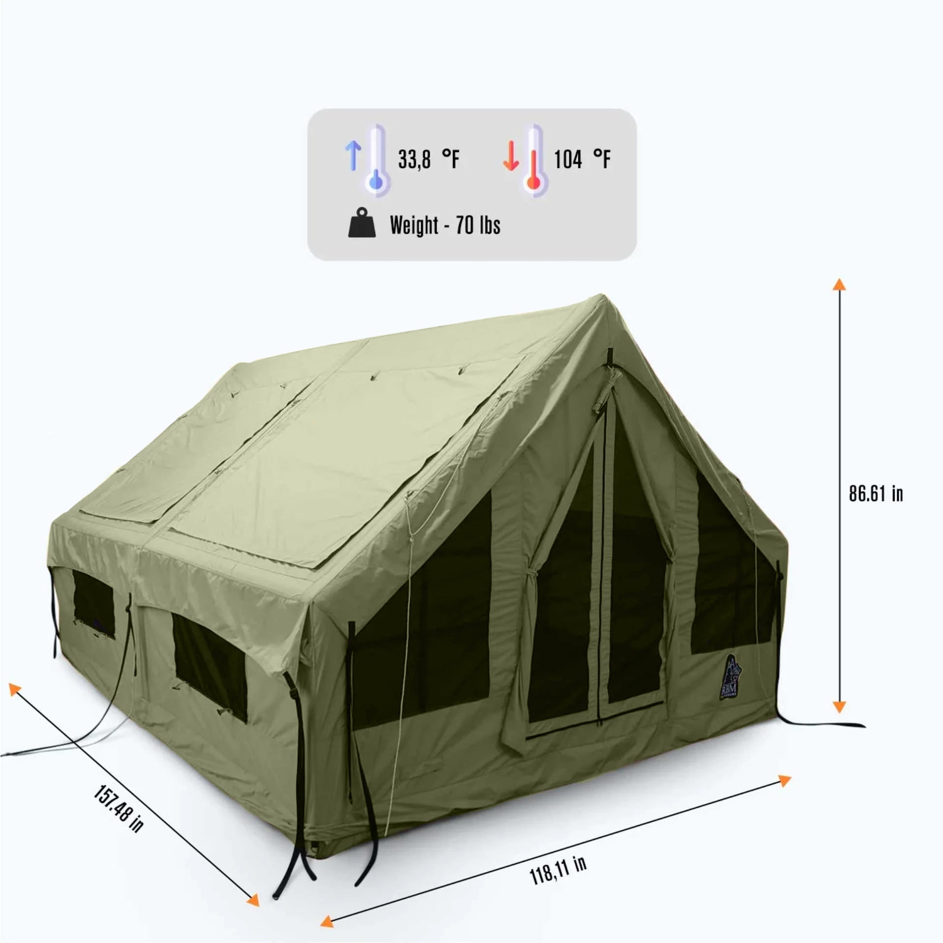 RBM Inflatable tent Panda Large Khaki for 2 6 person Big Horn Golfer