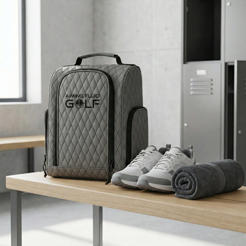 Aiming Fluid Golf - Premium Golf Shoe Bag – Vented Leather Shoe Storage