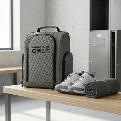 Aiming Fluid Golf - Premium Golf Shoe Bag – Vented Leather Shoe Storage