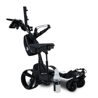 MGI Zip Navigator All-Terrain Remote Controlled Push Cart & Golf Bag Bundle