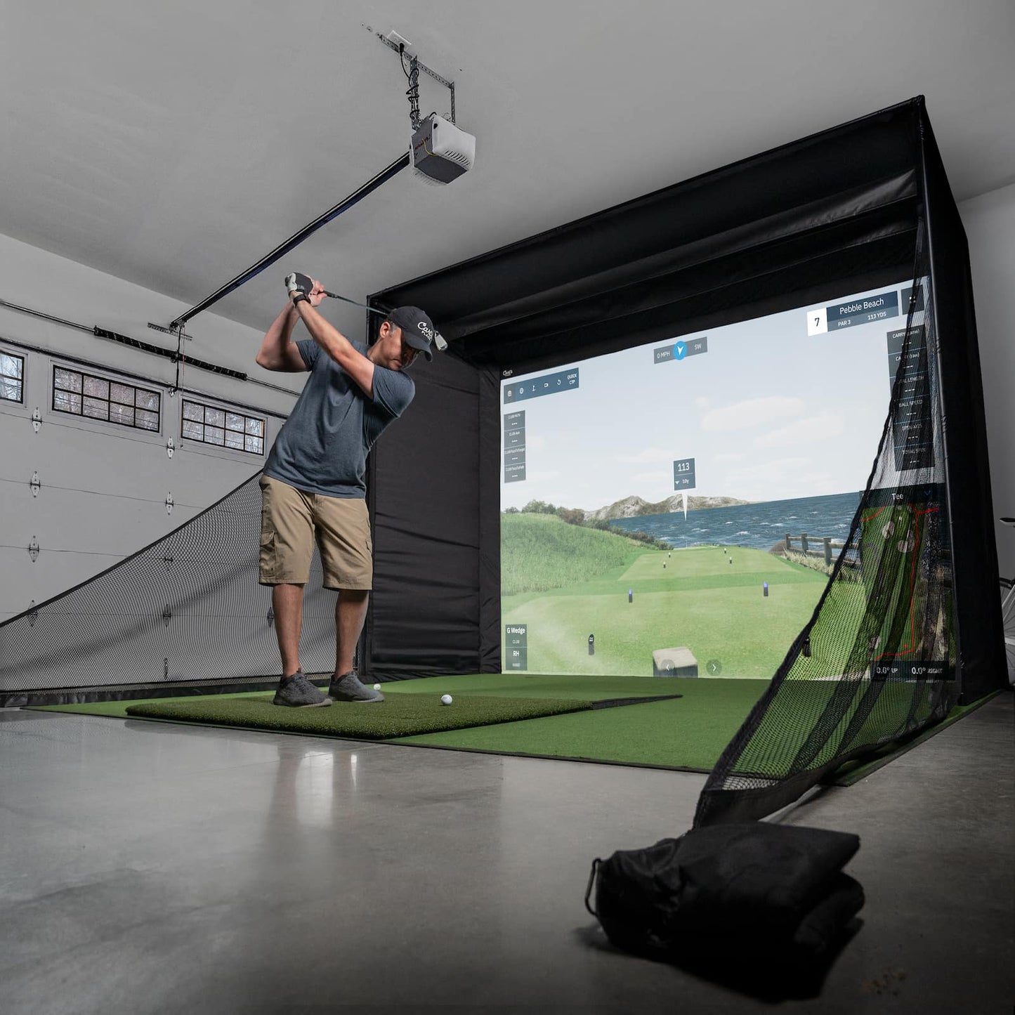 Carl's Place C-Series DIY Golf Simulator Enclosure Kit with Premium Impact Screen - Big Horn Golfer