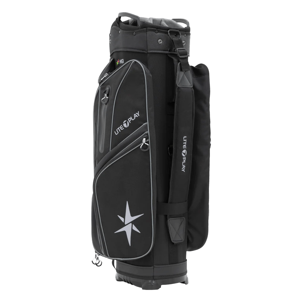 MGI Zip Navigator All-Terrain Remote Controlled Push Cart & Golf Bag Bundle - Big Horn Golfer