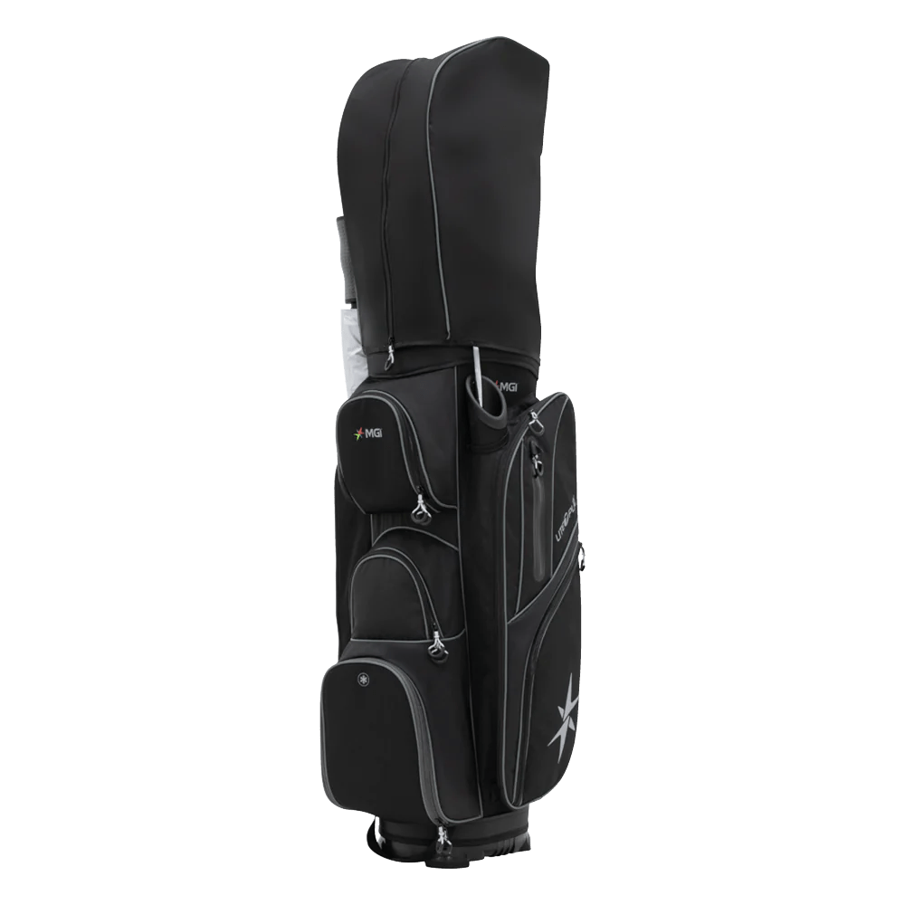 MGI Zip Navigator All-Terrain Remote Controlled Push Cart & Golf Bag Bundle - Big Horn Golfer