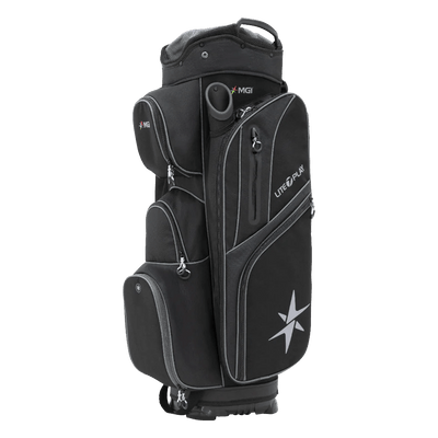 MGI Zip Navigator All-Terrain Remote Controlled Push Cart & Golf Bag Bundle - Big Horn Golfer