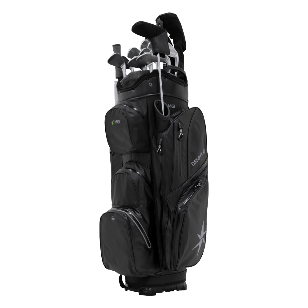 MGI Zip Navigator All-Terrain Remote Controlled Push Cart & Golf Bag Bundle - Big Horn Golfer