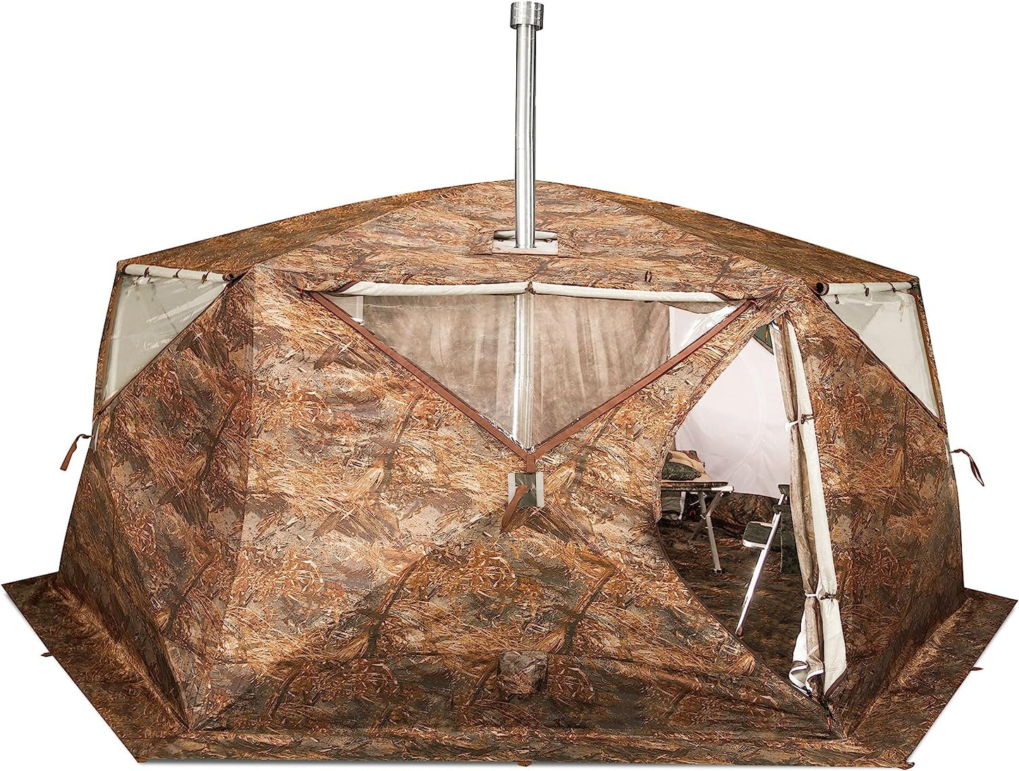 RBM Outdoors - All-Season Premium Outfitter Wall Tent with Stove Jack "Hexagon". Best for 8 person - Big Horn Golfer