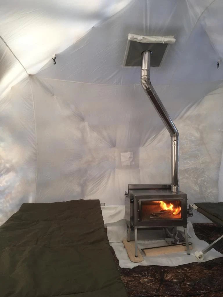 RBM Outdoors - Tent with Stove Jack "Cuboid 4.40". Best tent for 1-6 person + Three-Layer Floor for "Cuboid 4.40" Tent
