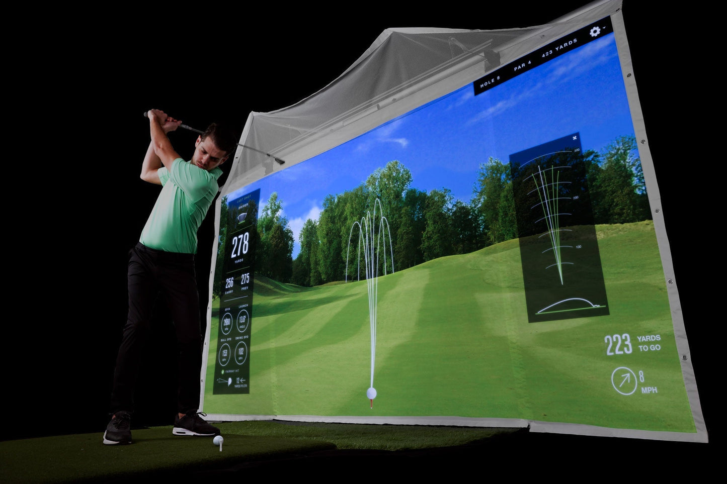 SkyTrak+ Garage Golf Simulator Package - Big Horn Golfer