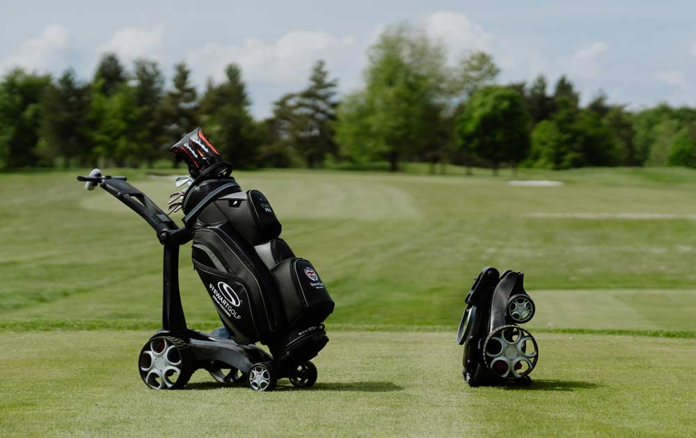 Stewart Golf Q Remote Control & Follow Electric Push Cart - Big Horn Golfer